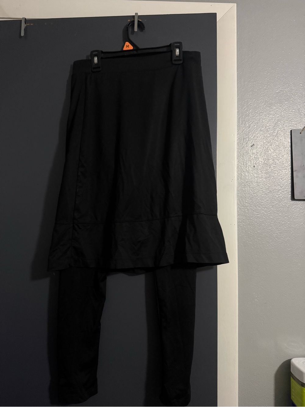 Black Skirt-Legging Set with Flounce Hem - Unbranded
